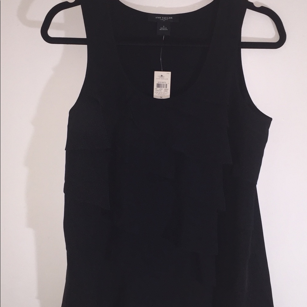Ann Taylor Black Ruffle Tank Sm NWT